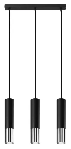 Nie przegap Lampa wisząca z trzema czarno chromowanymi walcami na listwie Sollux Lighting SL.0942 Loopez 3xGU10