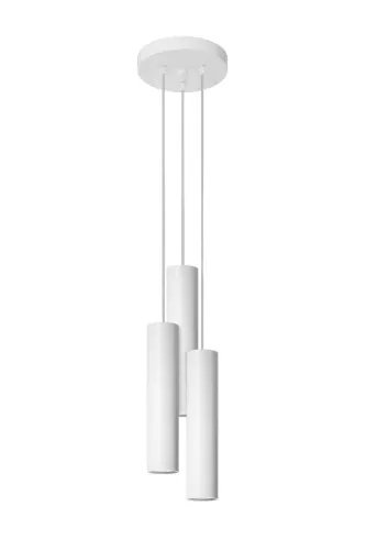 Biała lampa wisząca trzy metalowe walce na okrągłej rozecie Sollux Lighting SL.1078 Lagos 3xGU10 Szybka dostawa