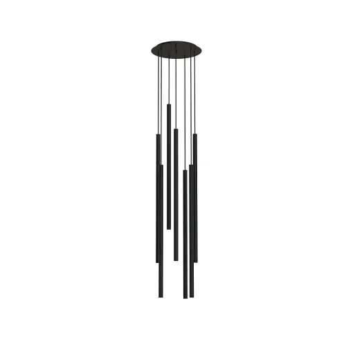 Czarna lampa wisząca nad stół smukłe tuby na okrągłej rozecie Nowodvorski 7667 Laser VII 7xG9 172cm x 30cm Obniżka ceny
