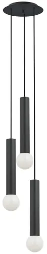Nie przegap Czarna lampa wisząca trzy walce na okrągłej rozecie Nowodvorski 7856 Baton III 3xE27 20cm x 130cm