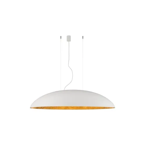 Nowy Szeroka kopułowa lampa wisząca z biało złotym kloszem Nowodvorski 7927 Canoe V 5xE27 117cm x 250cm