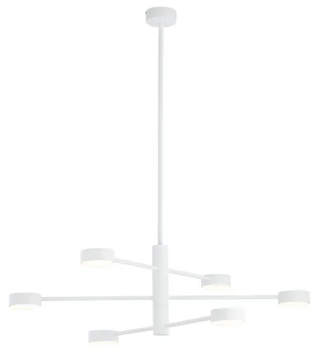 Tani Biała lampa wisząca z rozległymi ramionami i płaskimi reflektorami Nowodvorski 7942 Orbit VI 6xGX53 84cm x 85cm