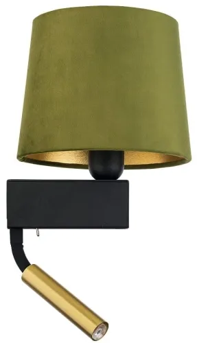Lampa ścienna z zielono złotym abażurem i dodatkowym złotym reflektorem Nowodvorski 8214 Chillin II 8214 E27 i G9 Nowy