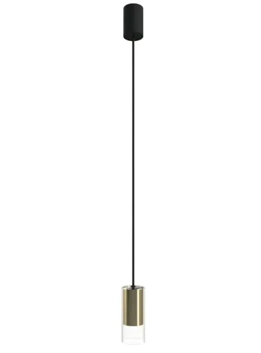 Najlepsza cena Czarno mosiężna punktowa lampa wisząca z kloszem walcem Nowodvorski 7870 Cylinder S GU10 6,5cm