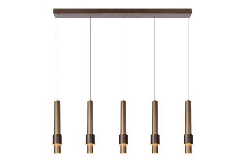 Lampa wisząca nad stół podłużna listwa i mosiężne walce Lucide 24402/30/96 Margary LED 5x4,3W 2700K Okazja