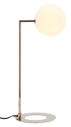 Lampa stołowa nocna niklowana podstawa z białym kloszem kulą Jupiter FEL NI 1938 Feme G9 50cm Wyjątkowa oferta
