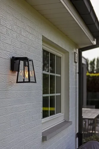 Zewnętrzna lampa ścienna kinkiet na elewację Lutec 5290903012 Fia E27 IP44 Czarny Szybka dostawa