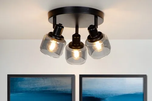 Czarna lampa sufitowa z dymnymi kloszami na okrągłej rozecie Lucide 77979/13/30 Bjorn 3xE14 38cm Cena promocyjna