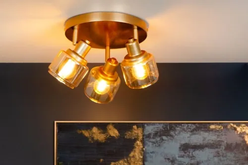 Złota lampa sufitowa z bursztynowymi kloszami Lucide 77979/13/02 Bjorn 3xE14 38cm Hit cenowy