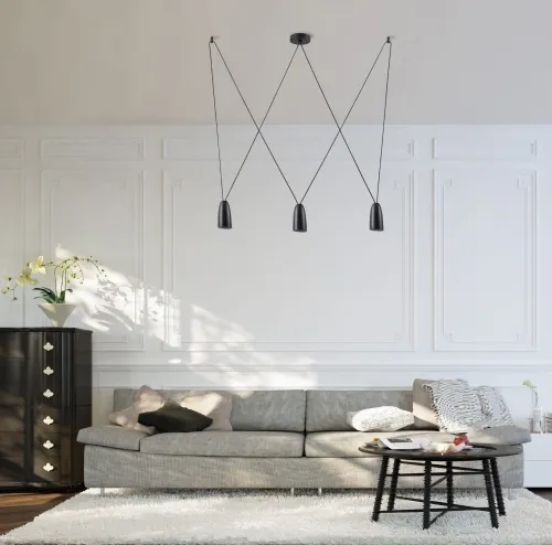 Czarna lampa wisząca w stylu Wireflow Max Light P0399 Sistema 3xG9 Tylko dziś