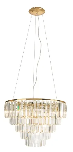 Złota lampa wisząca obręcz 60cm i kryształki zawieszone kaskadowo Max Light P0424 Monaco 15xG9 Oferta czasowa