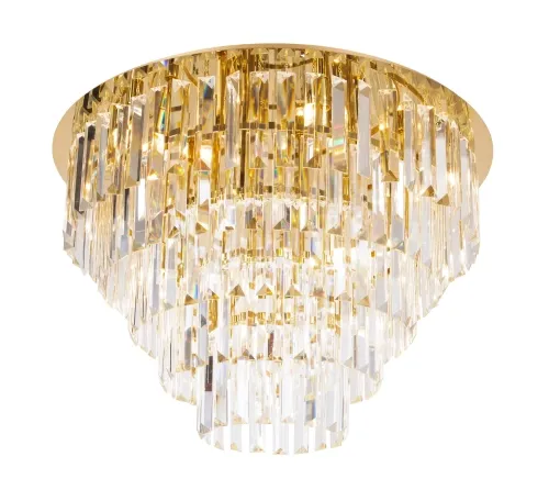 Niska cena Złoty okrągły kaskadowy plafon z kryształkami Max Light C0206 Monaco 15xG9 40cm