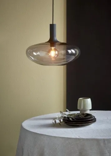 Lampa Wisząca Szklany Klosz Dymny Nordlux 48973047 Alton 35 E27 35cm x 330cm czarny dymny Nowy