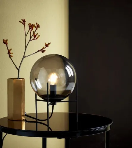 Nowość Lampa szklana kula stołowa nocna Nordlux 47645047 Alton E14 29cm x 20cm czarny dymny