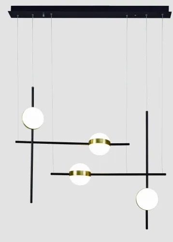 Oferta Lampa Wisząca Nowoczesna Mantra 7160 Cuba LED 32W 3000K 88cm x 140cm czarny biały złoty