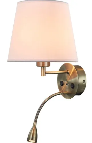 Lampa ścienna kinkiet abażur do sypialni mała lampka do czytania z włącznikiem i gniazdem USB antyczne złoto Mantra 6093 Caico Antique Brass E27 Darmowy zwrot