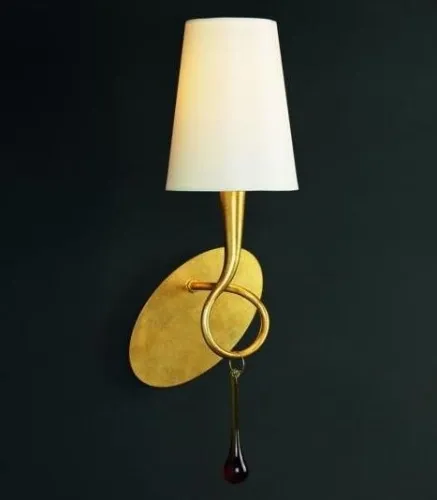 Tani Lampa ścienna kinkiet nowoczesny ramię z abażurem złota Mantra 3548 Paola Gold E14 38cm