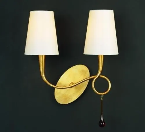 Kup teraz Lampa ścienna kinkiet podwójny abażur nieregularne ramiona złote Mantra 3547 Paola Gold 2xE14