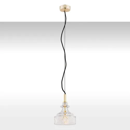 Nie przegap Lampa wisząca z szklanym kloszem Argon 4198 Cruz E14 16cm mosiądz