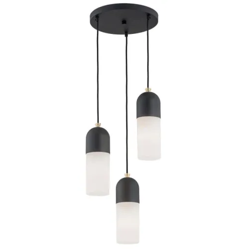 Lampa wisząca trzy szklane klosze na czarnym zawiesiu i okrągłej bazie Argon 1467 Burgos 3xE27 Ekspresowa dostawa