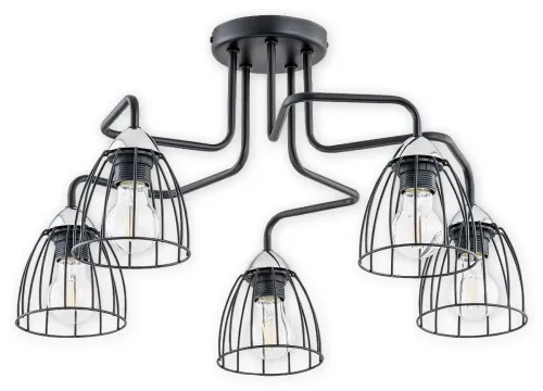 Oferta Czarna metalowa industrialna lampa sufitowa Lemir O2705 W5 CZA Senso 5xE27