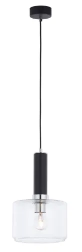 Czarna lampa wisząca z chromowanym dodatkiem i transparentnym szklanym kloszem Jupiter 1855 Vanes Ch E27 20cm Oferta limitowana